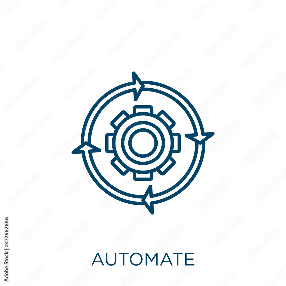 Poster automate icon. thin linear automate outline icon isolated on white background. line vector automate 