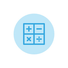 Blue calculator icon with white background