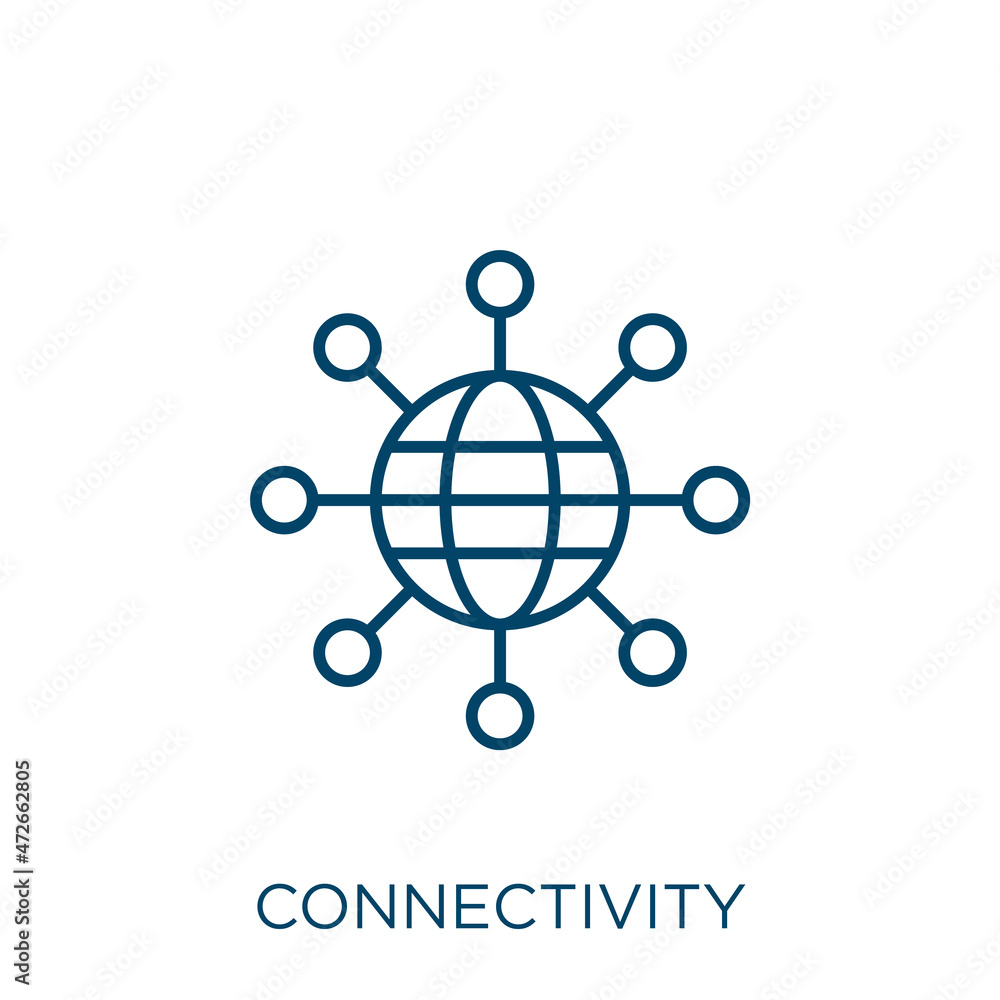 Poster connectivity icon. thin linear connectivity outline icon isolated on white background. line vector c