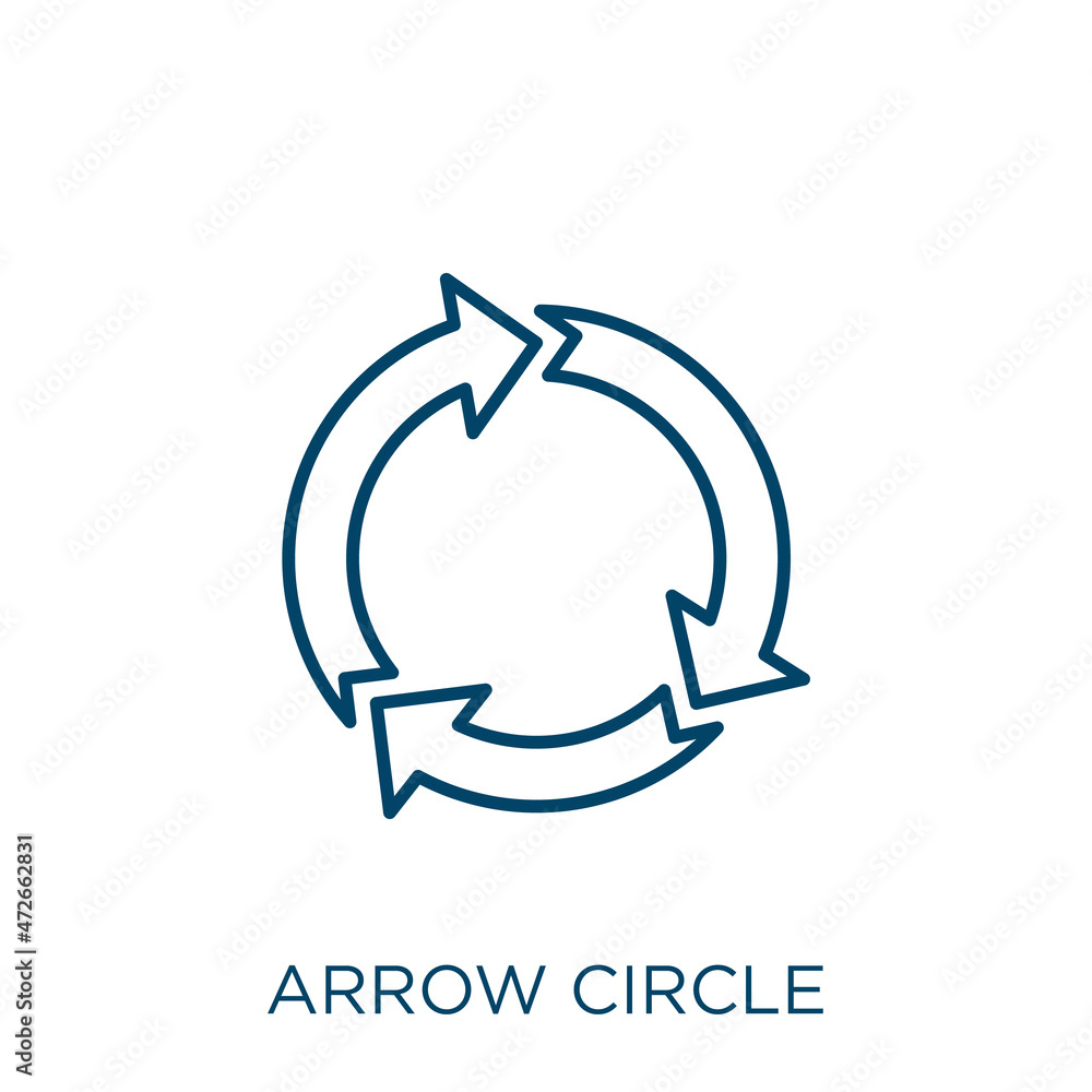 Poster arrow circle icon. thin linear arrow circle outline icon isolated on white background. line vector a