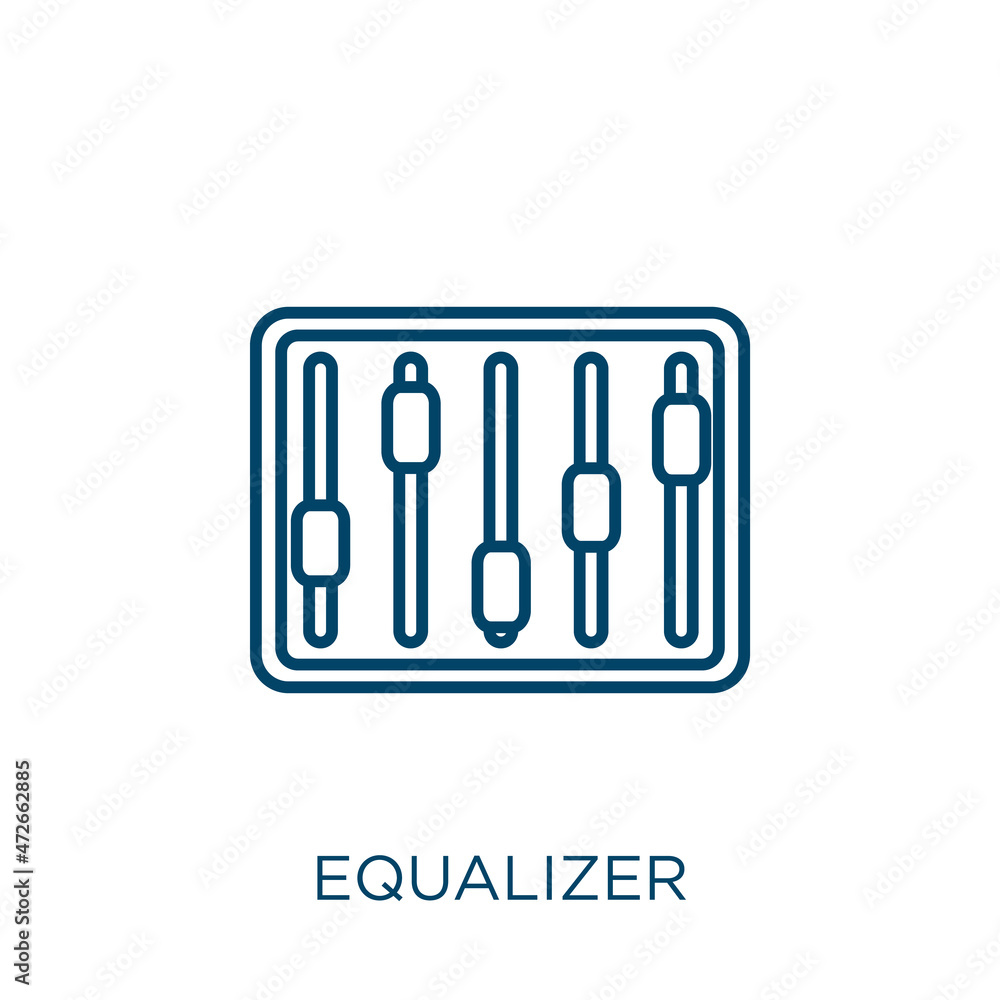 Poster equalizer icon. thin linear equalizer outline icon isolated on white background. line vector equaliz