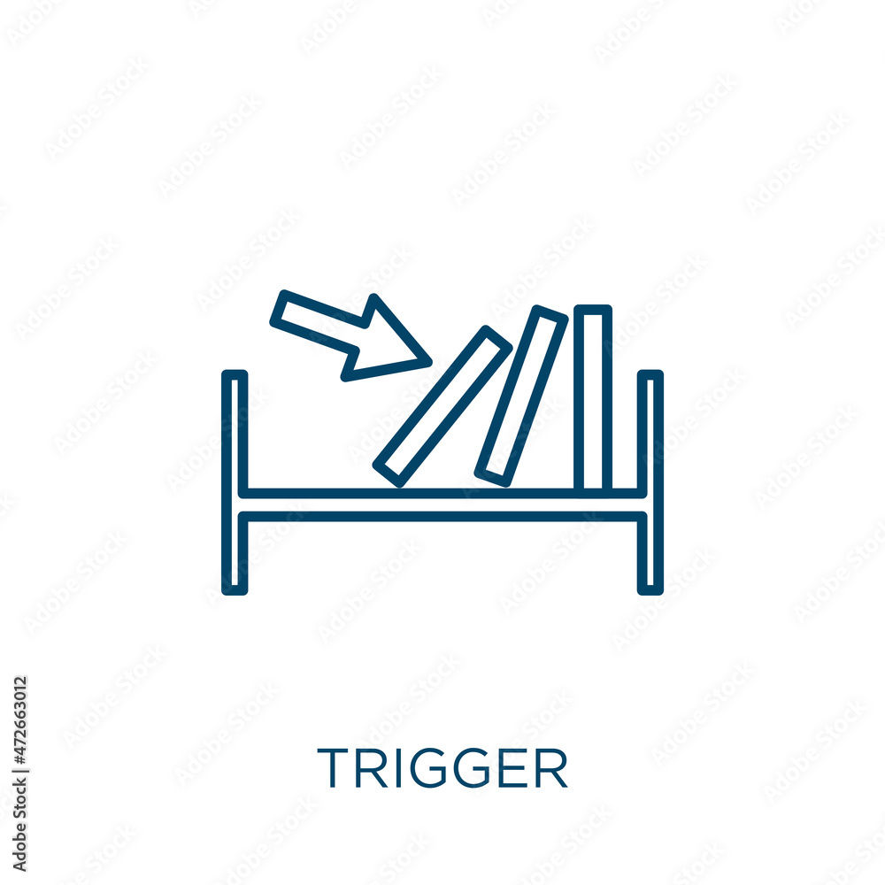 Aufkleber trigger icon. thin linear trigger outline icon isolated on white background. line vector trigger sig