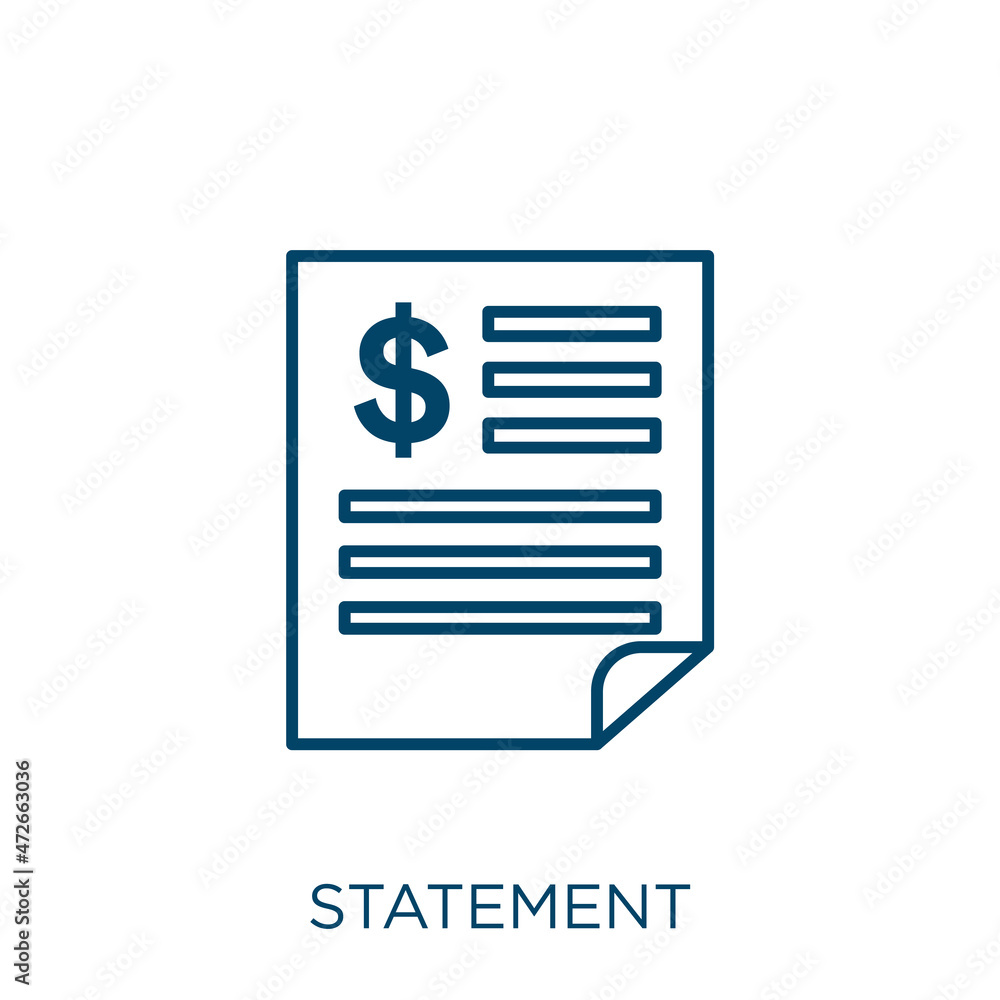 Poster statement icon. thin linear statement outline icon isolated on white background. line vector stateme