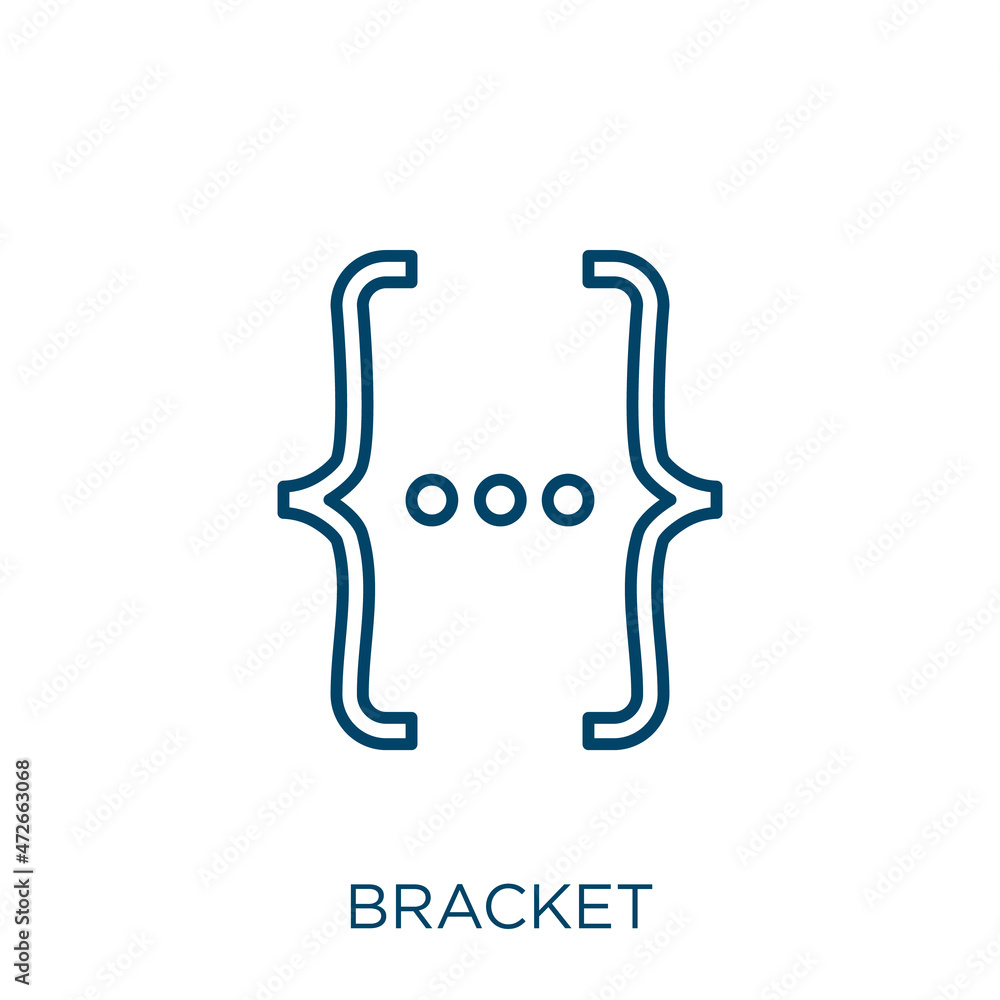 Aufkleber bracket icon. thin linear bracket outline icon isolated on white background. line vector bracket sig