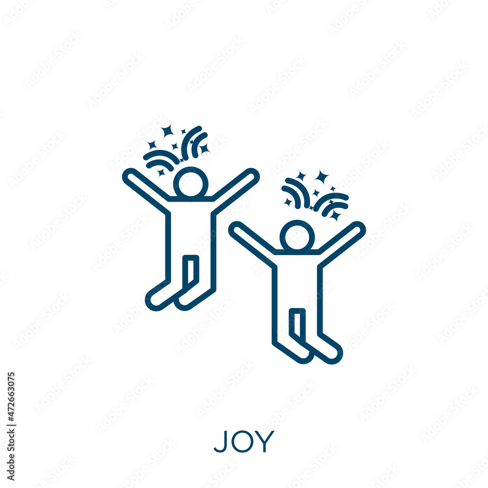 Poster joy icon. thin linear joy outline icon isolated on white background. line vector joy sign, symbol fo