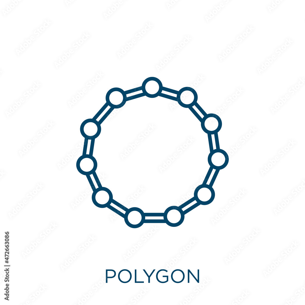 Poster polygon icon. thin linear polygon outline icon isolated on white background. line vector polygon sig