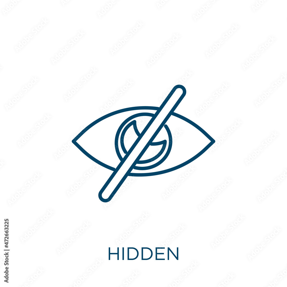 Poster hidden icon. thin linear hidden outline icon isolated on white background. line vector hidden sign, 