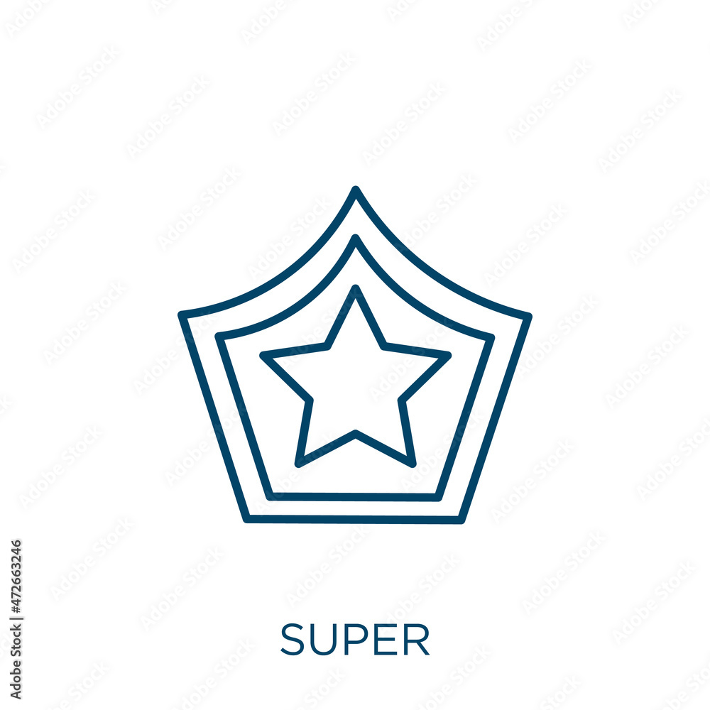 Poster super icon. thin linear super outline icon isolated on white background. line vector super sign, sym