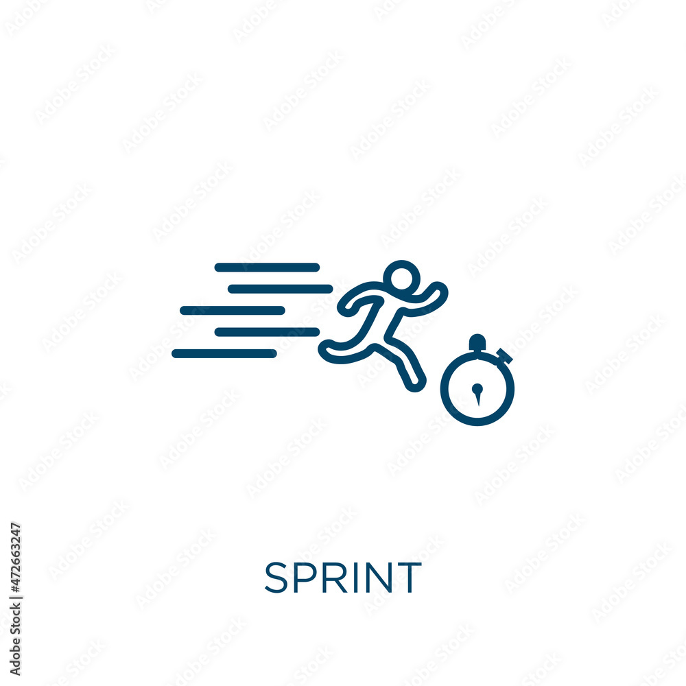 Poster sprint icon. thin linear sprint outline icon isolated on white background. line vector sprint sign, 