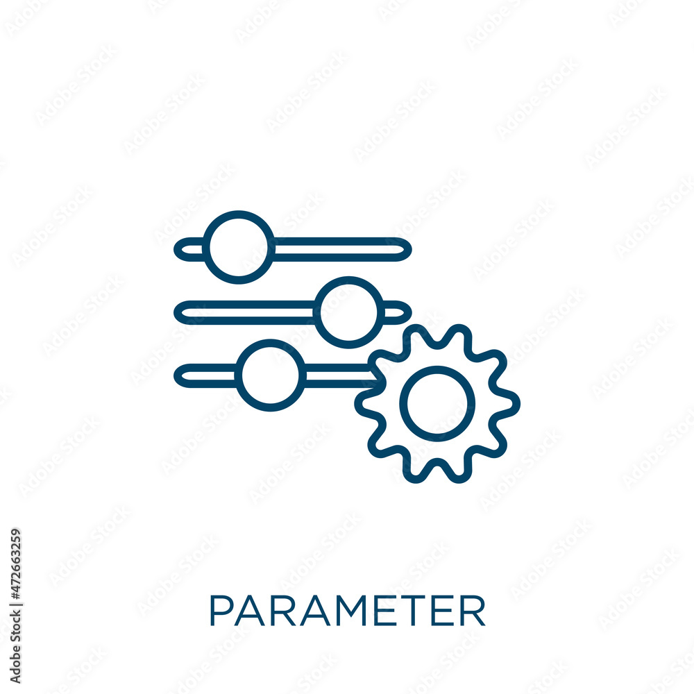 Poster parameter icon. thin linear parameter outline icon isolated on white background. line vector paramet