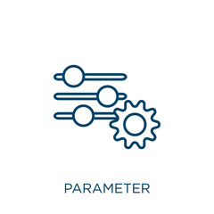 parameter icon. Thin linear parameter outline icon isolated on white background. Line vector parameter sign, symbol for web and mobile.