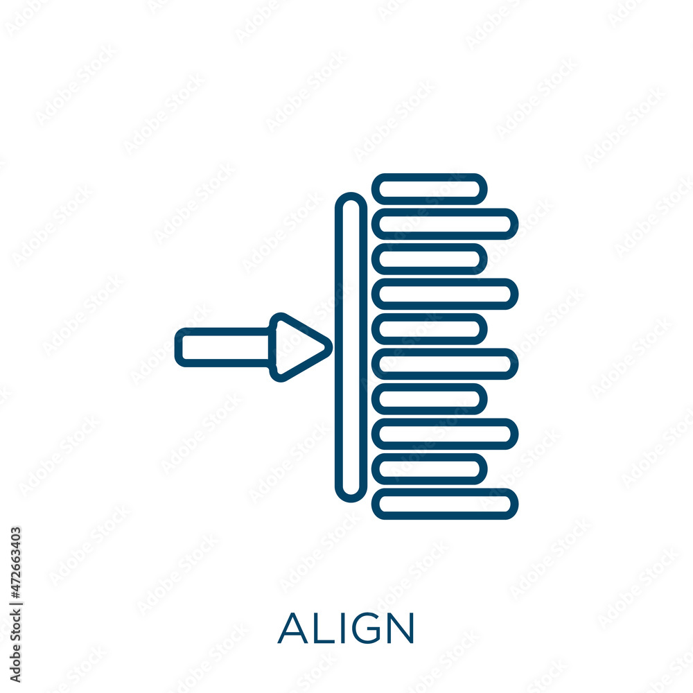 Poster align icon. thin linear align outline icon isolated on white background. line vector align sign, sym