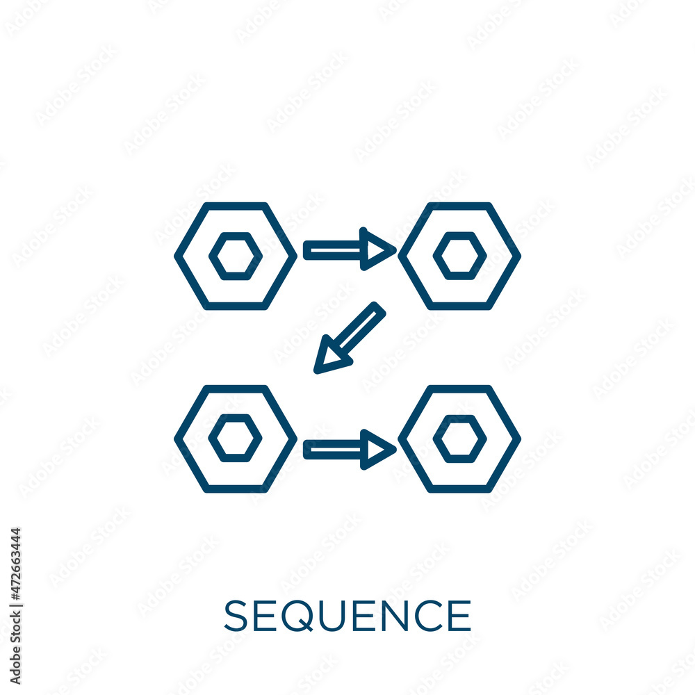 Poster sequence icon. thin linear sequence outline icon isolated on white background. line vector sequence 
