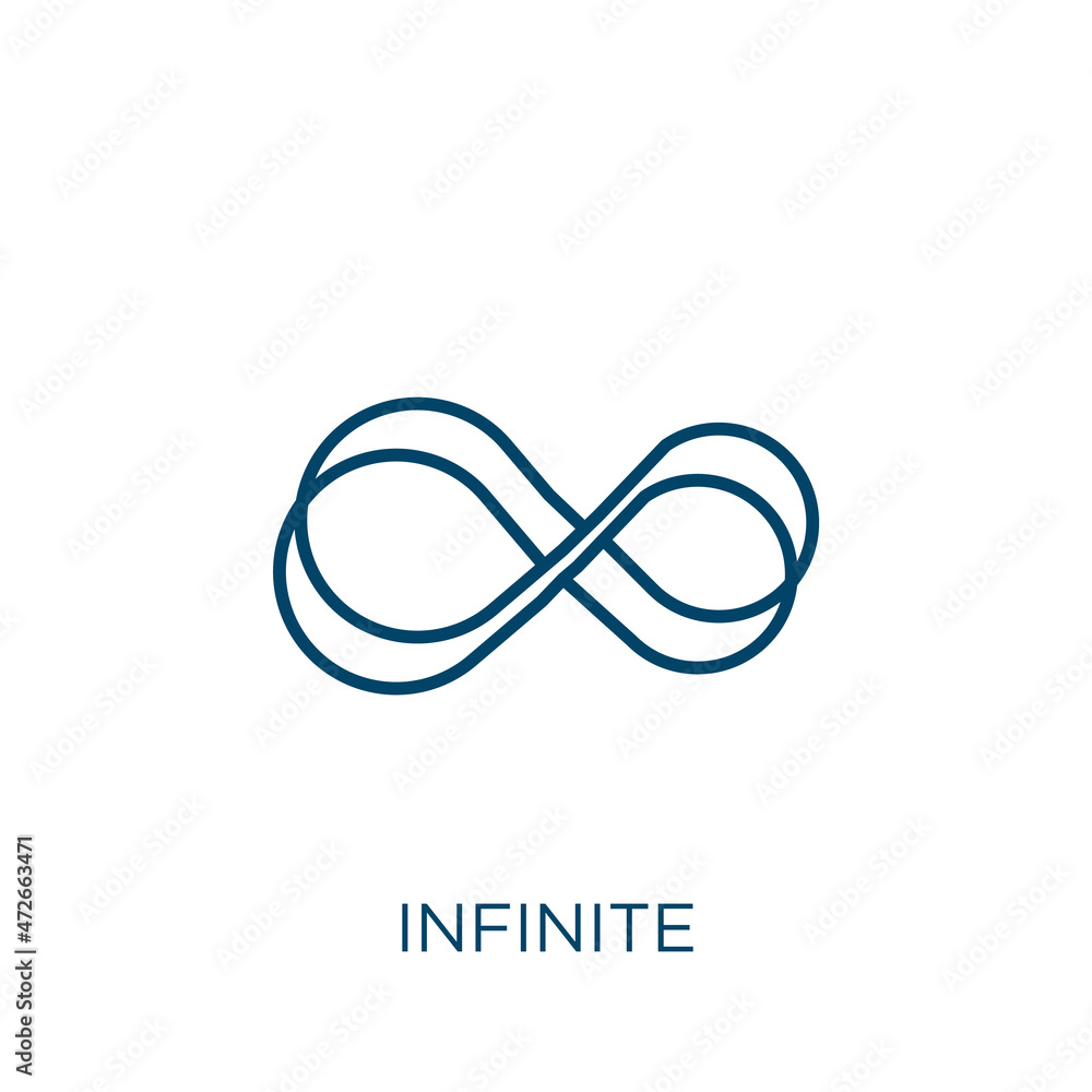 Poster infinite icon. thin linear infinite outline icon isolated on white background. line vector infinite 
