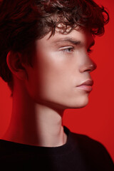 teen boy in profile