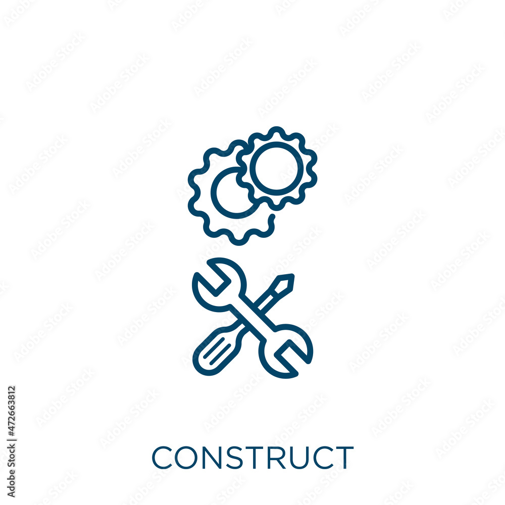 Poster construct icon. thin linear construct outline icon isolated on white background. line vector constru