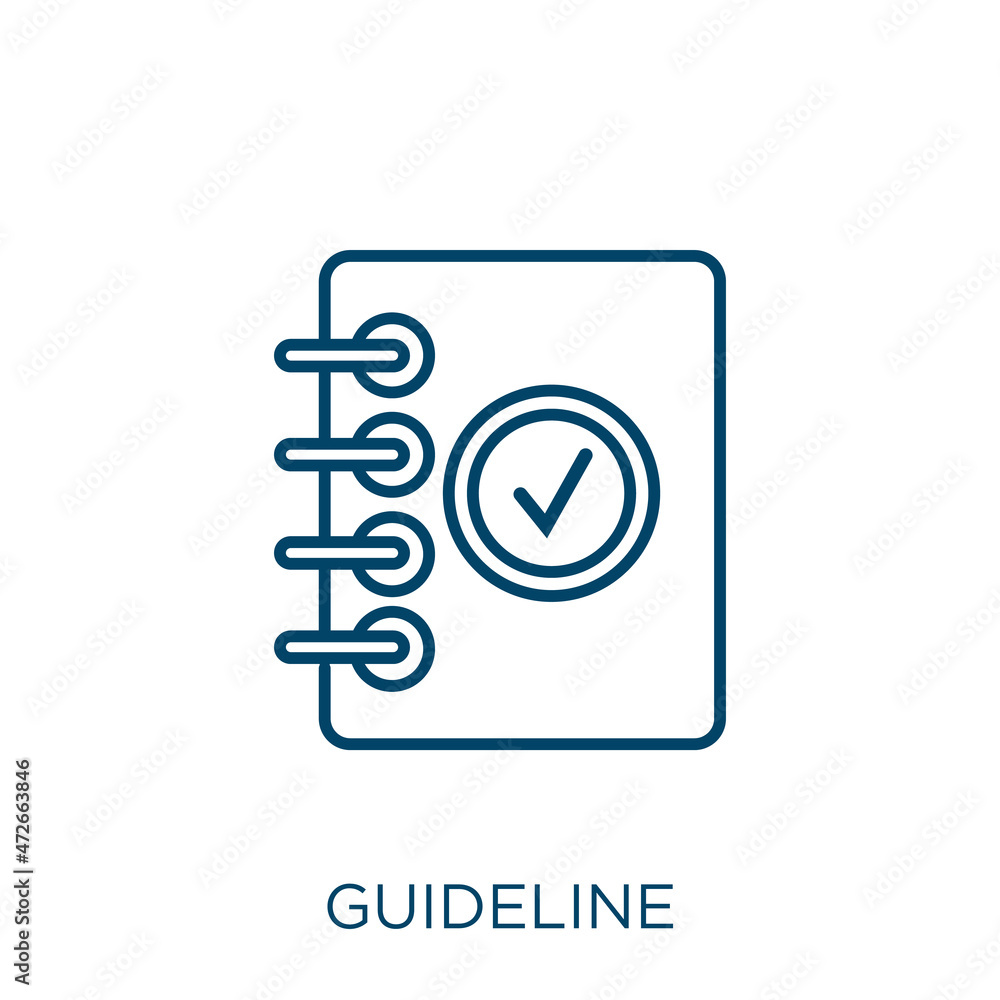 Poster guideline icon. thin linear guideline outline icon isolated on white background. line vector guideli