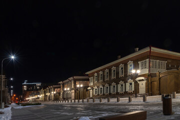 Fototapeta na wymiar Historical quarter in Krasnoyarsk