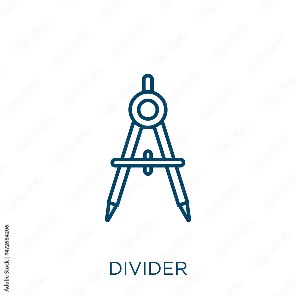 Poster divider icon. thin linear divider outline icon isolated on white background. line vector divider sig