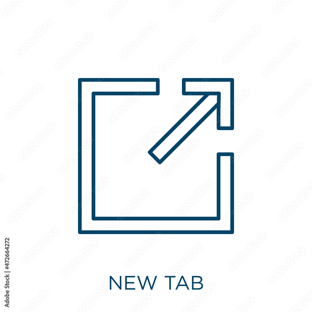 Poster new tab icon. thin linear new tab outline icon isolated on white background. line vector new tab sig