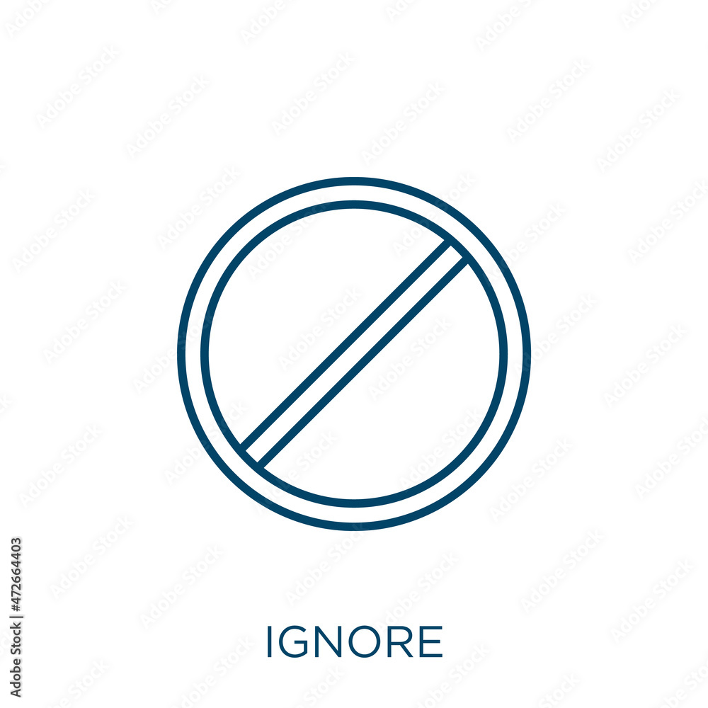 Poster ignore icon. thin linear ignore outline icon isolated on white background. line vector ignore sign, 