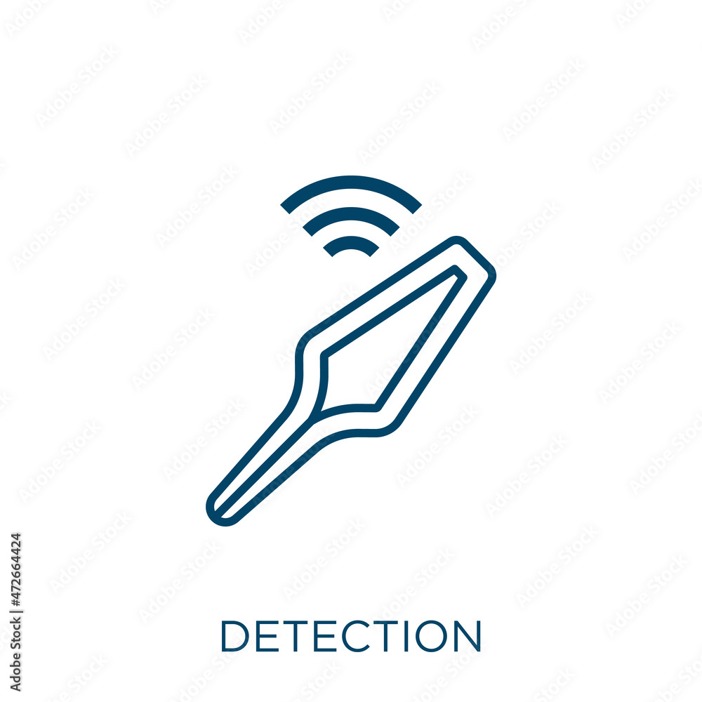 Poster detection icon. thin linear detection outline icon isolated on white background. line vector detecti