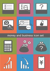 お金やチェックシートなど、ビジネスや投資・契約などに使えるアイコンセット