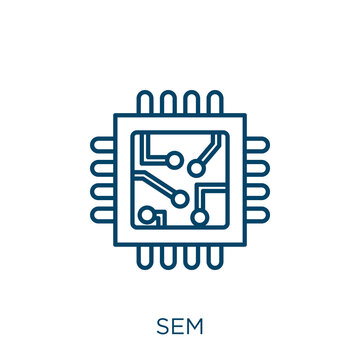 Semiconductor Icon. Thin Linear Semiconductor Outline Icon Isolated On White Background. Line Vector Semiconductor Sign, Symbol For Web And Mobile.