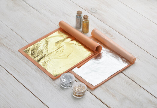 Natural Edible Food Gold And Silver Sheets, Flakes And Powder