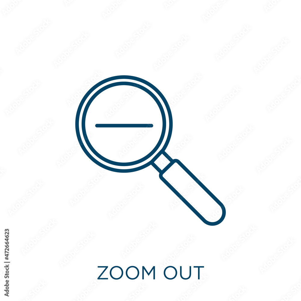 Poster zoom out icon. thin linear zoom out outline icon isolated on white background. line vector zoom out 
