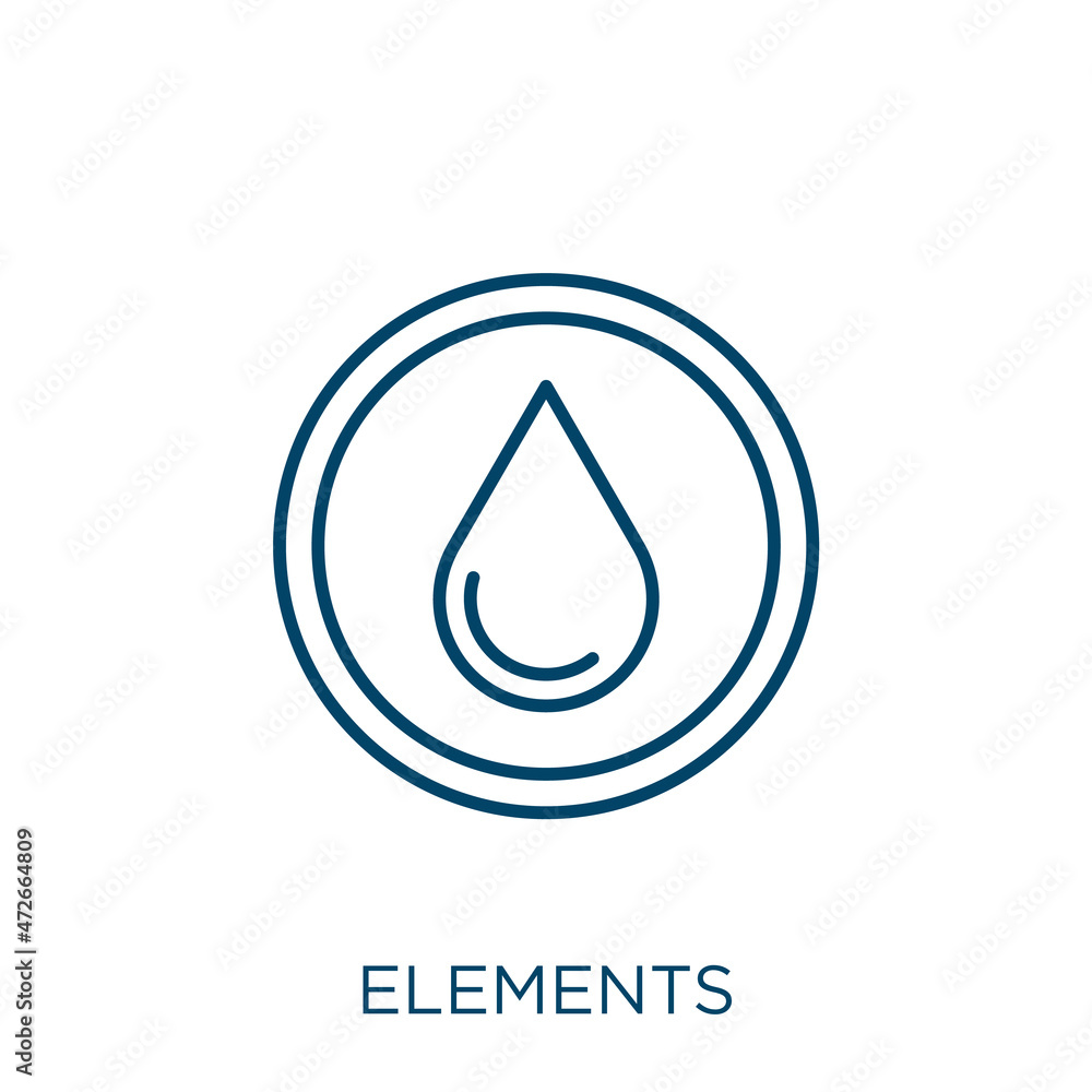 Poster elements icon. thin linear elements outline icon isolated on white background. line vector elements 