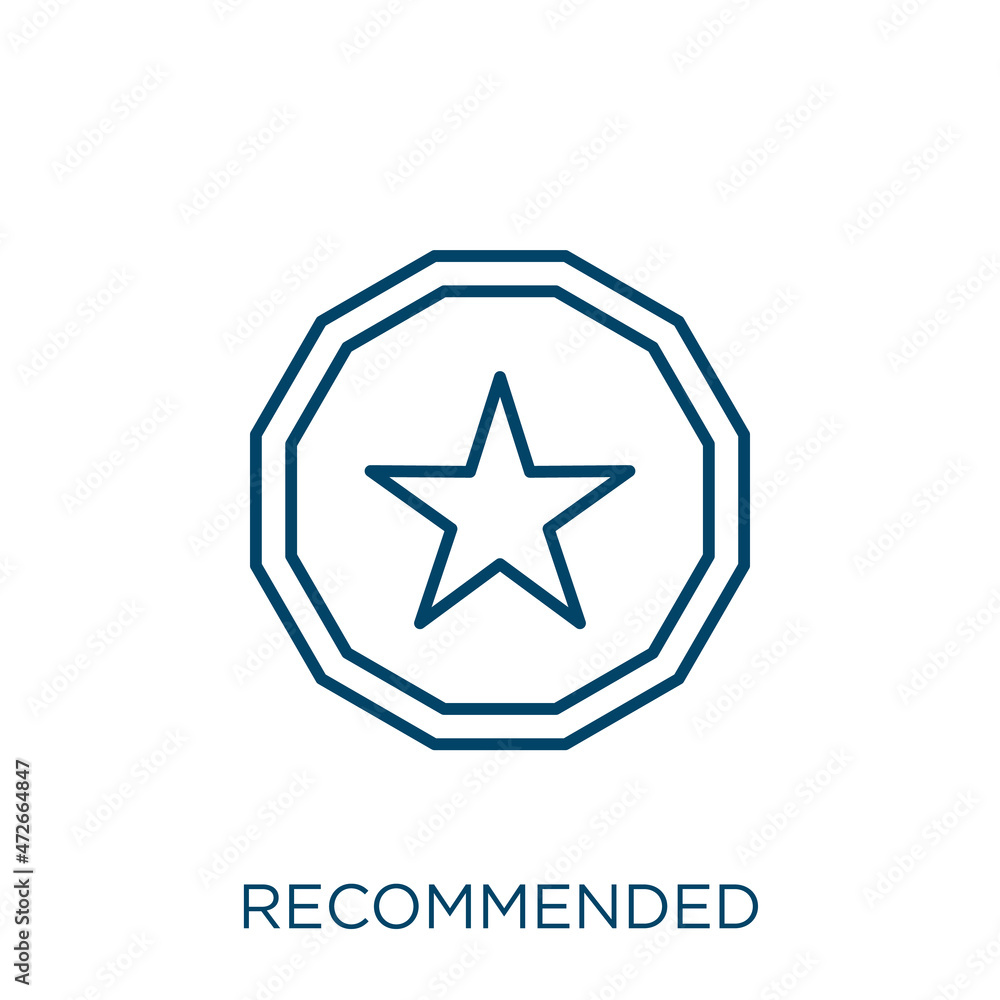 Poster recommended icon. thin linear recommended outline icon isolated on white background. line vector rec