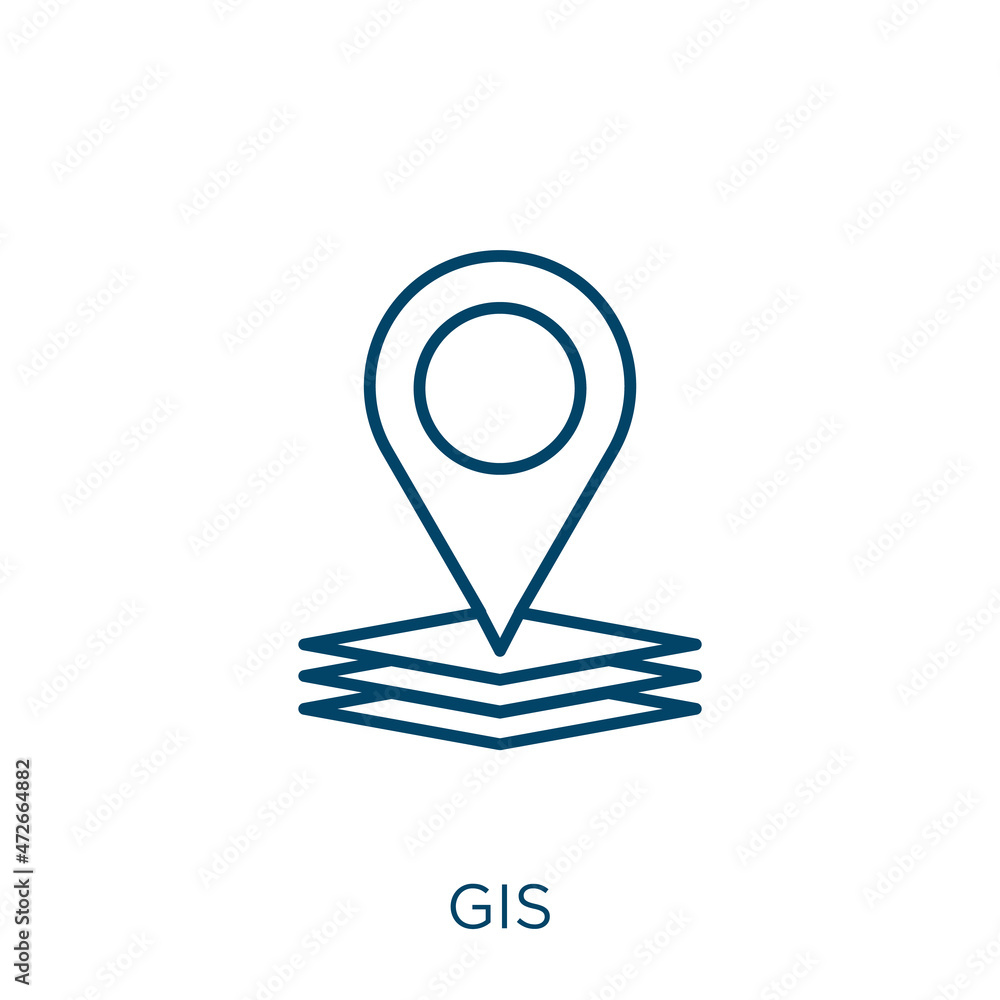 Poster gis icon. thin linear gis outline icon isolated on white background. line vector gis sign, symbol fo