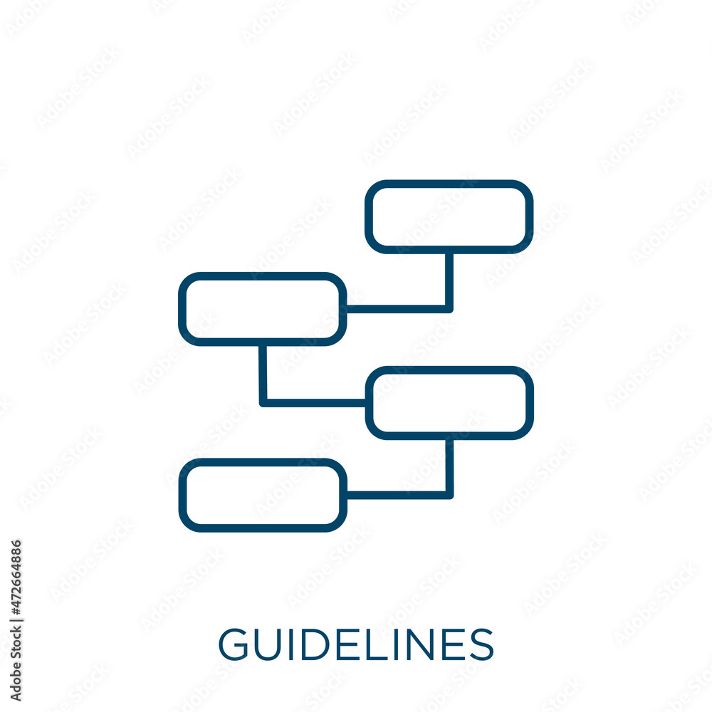 Poster guidelines icon. thin linear guidelines outline icon isolated on white background. line vector guide