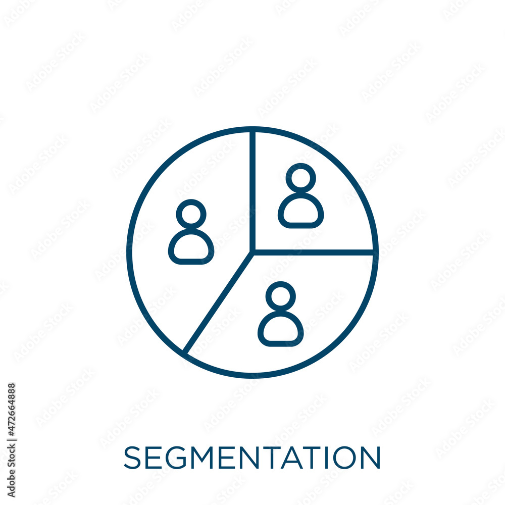 Poster segmentation icon. thin linear segmentation outline icon isolated on white background. line vector s