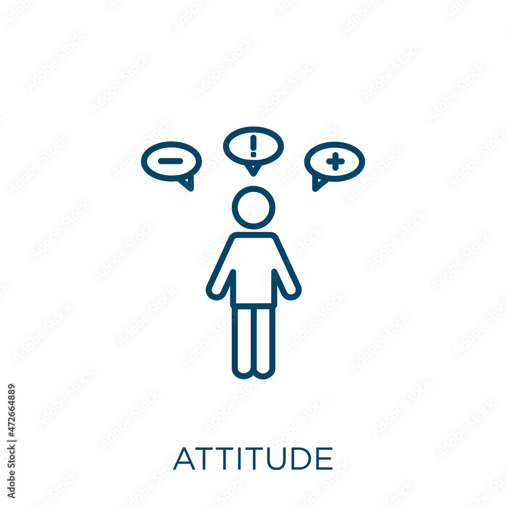 Poster attitude icon. thin linear attitude outline icon isolated on white background. line vector attitude 
