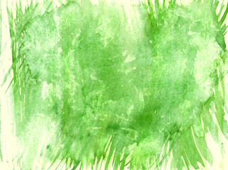 Abstract watercolor hand painted background in green and yellow colors mix, For pattern, logo, highlights, brand concept. Tie dye, liquid stone effect. Brush strokes, water drops, grass imitation