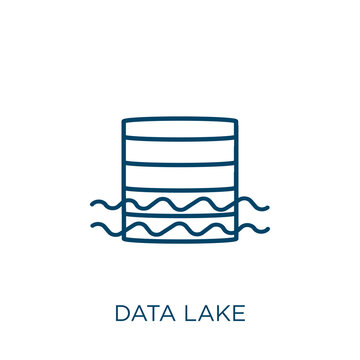 data lake icon. Thin linear data lake outline icon isolated on white  background. Line vector data lake sign, symbol for web and mobile. Stock  Vector | Adobe Stock