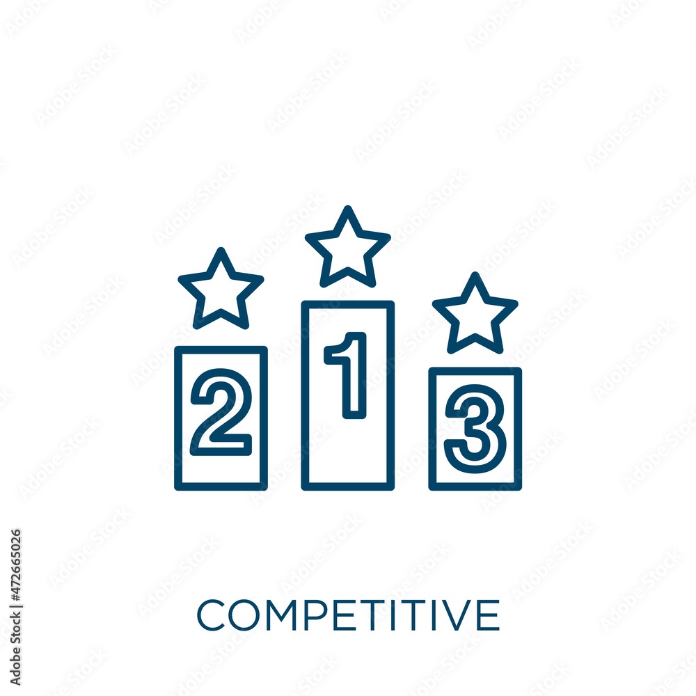 Poster competitive icon. thin linear competitive outline icon isolated on white background. line vector com