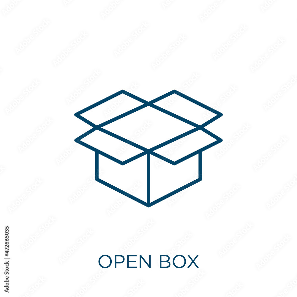Poster open box icon. thin linear open box outline icon isolated on white background. line vector open box 