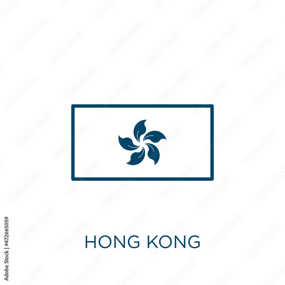 Poster hong kong icon. thin linear hong kong outline icon isolated on white background. line vector hong ko