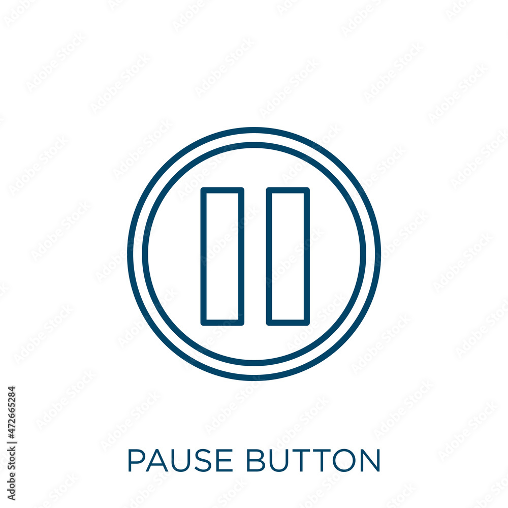 Aufkleber pause button icon. thin linear pause button outline icon isolated on white background. line vector p