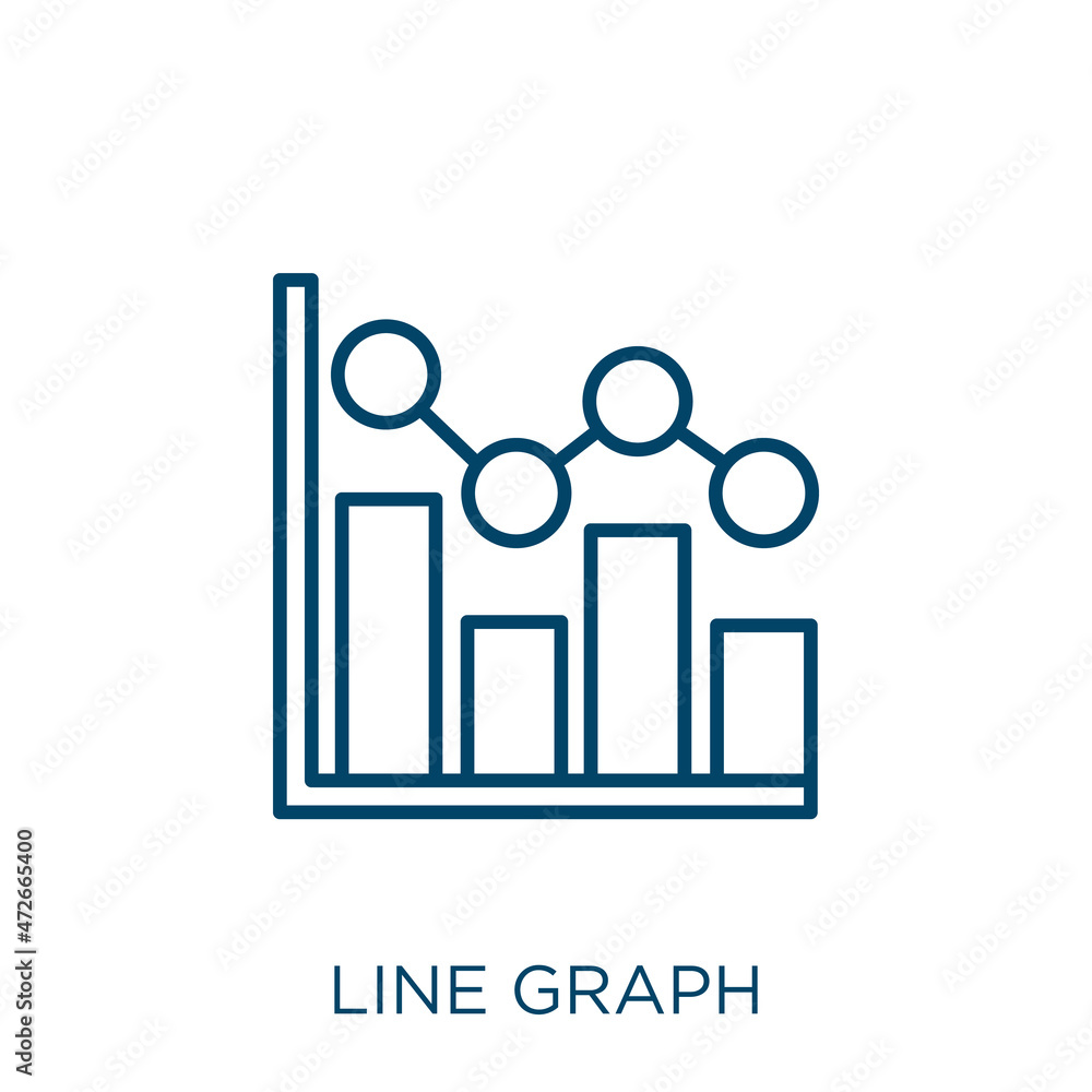 Poster line graph icon. thin linear line graph outline icon isolated on white background. line vector line 