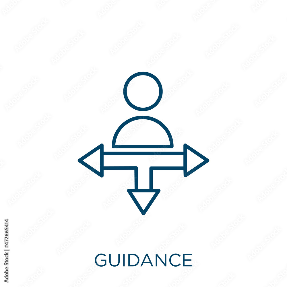 Poster guidance icon. thin linear guidance outline icon isolated on white background. line vector guidance 