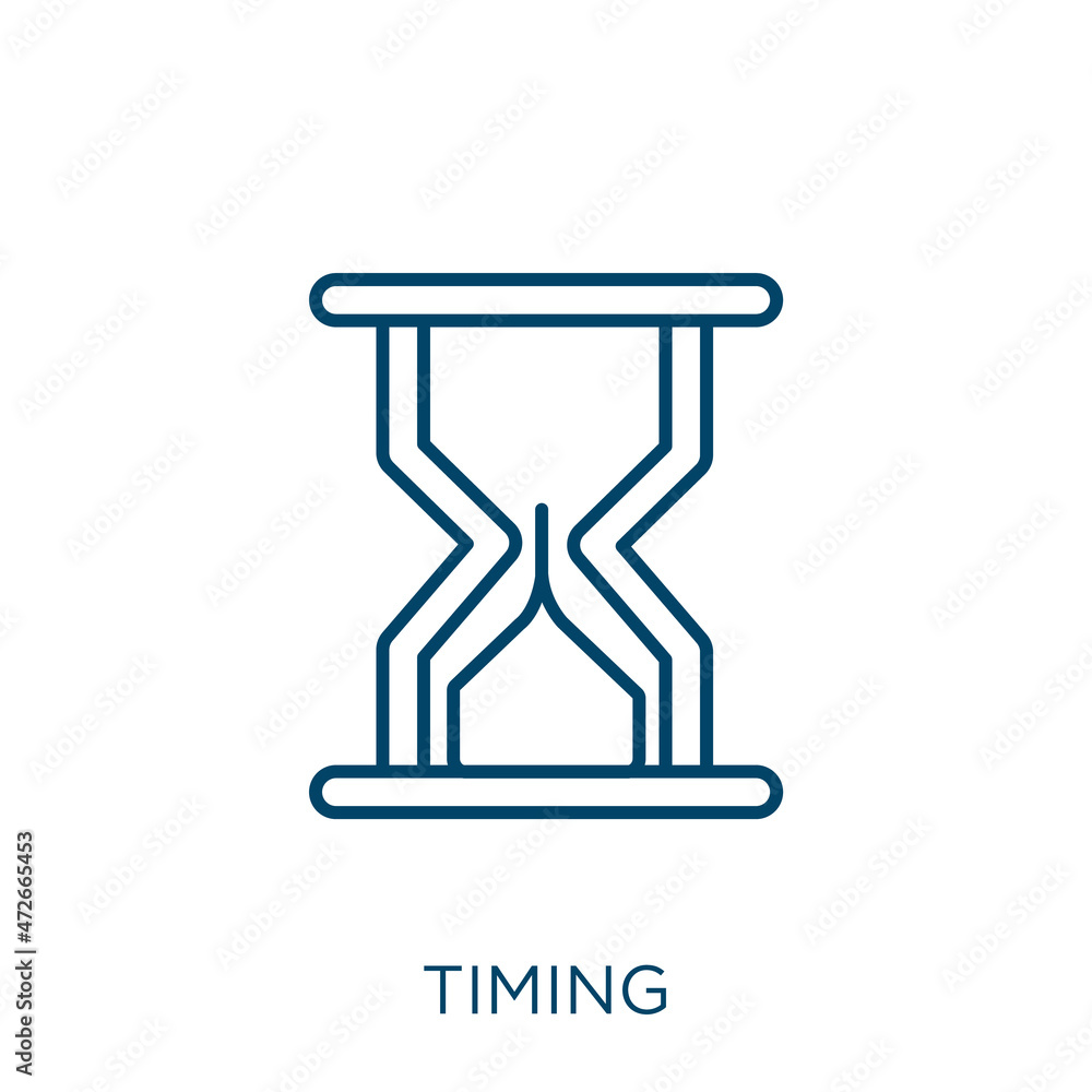 Poster timing icon. thin linear timing outline icon isolated on white background. line vector timing sign, 
