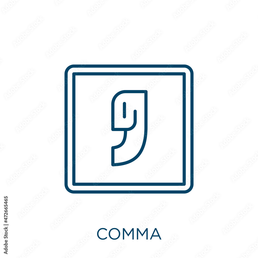 Aufkleber comma icon. thin linear comma outline icon isolated on white background. line vector comma sign, sym
