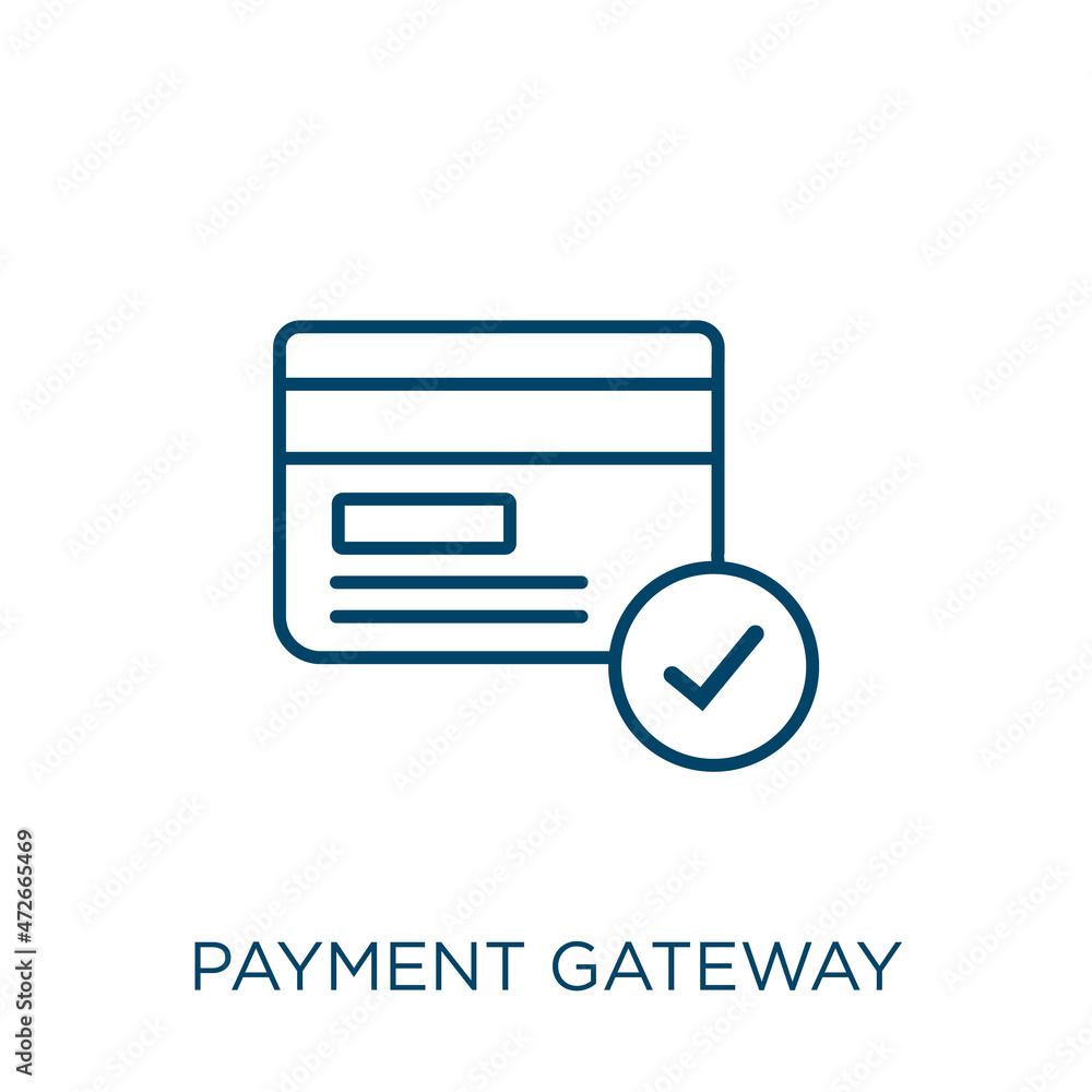 Poster payment gateway icon. thin linear payment gateway outline icon isolated on white background. line ve