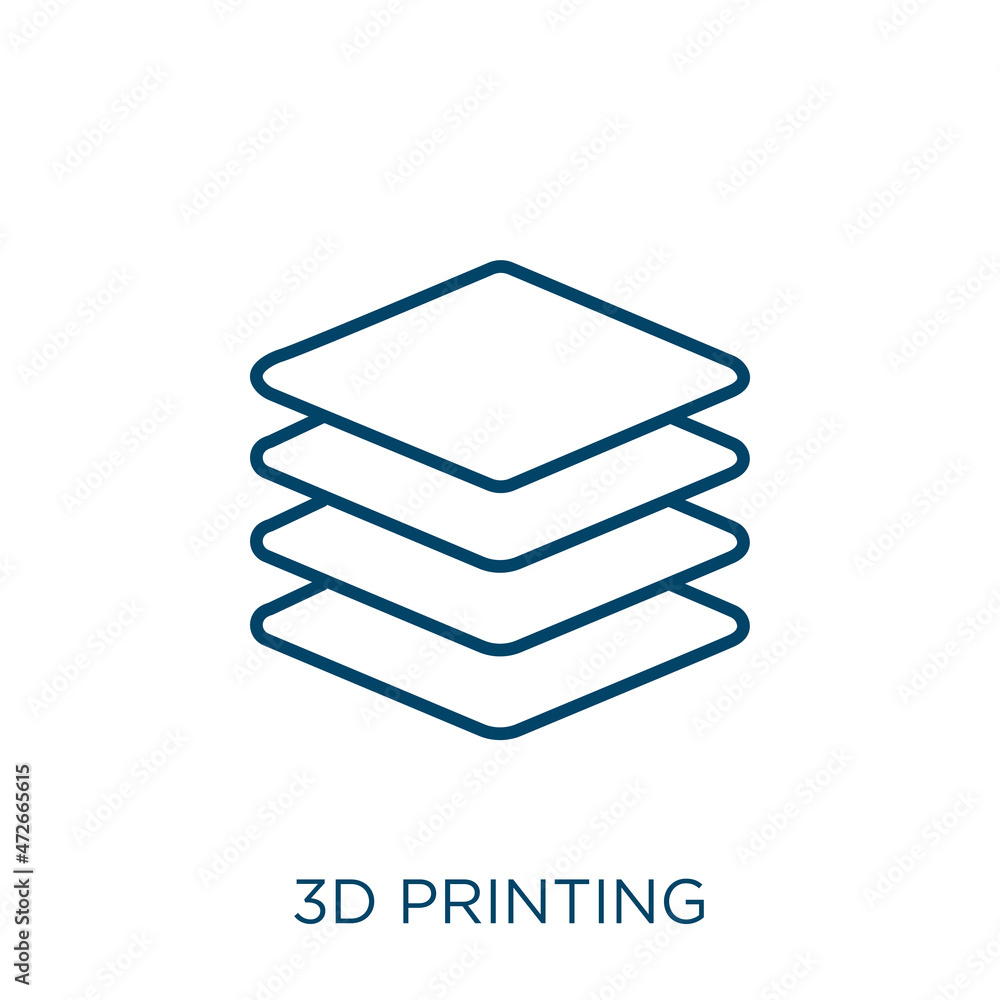Aufkleber 3d printing icon. thin linear 3d printing outline icon isolated on white background. line vector 3d 