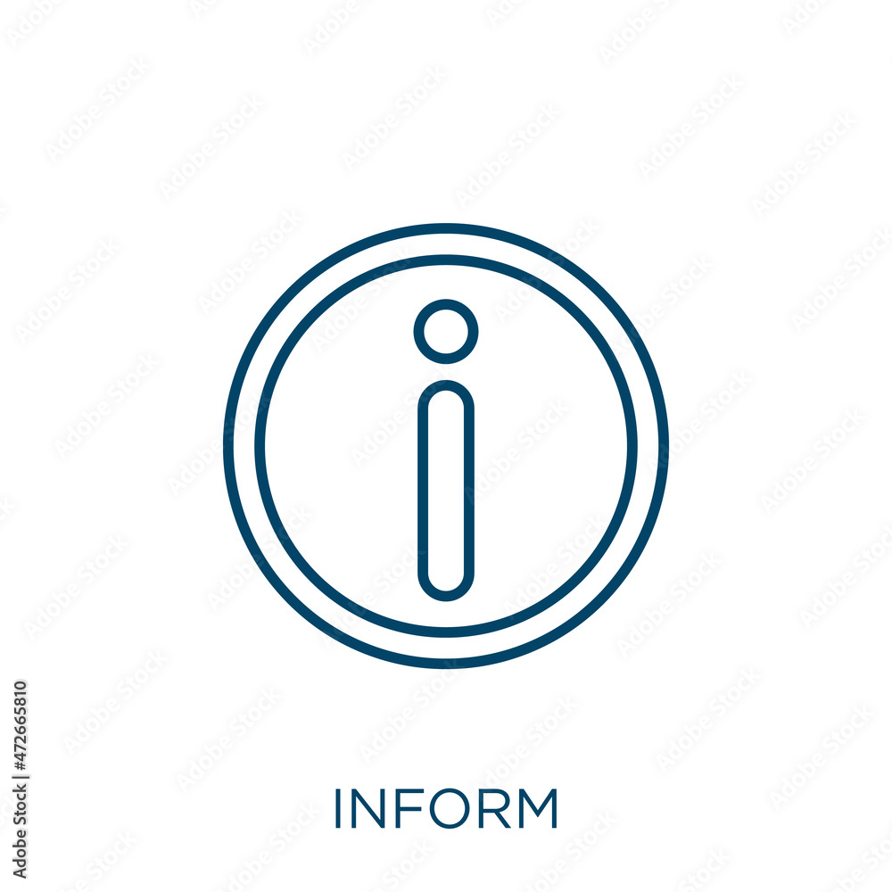 Poster inform icon. thin linear inform outline icon isolated on white background. line vector inform sign, 