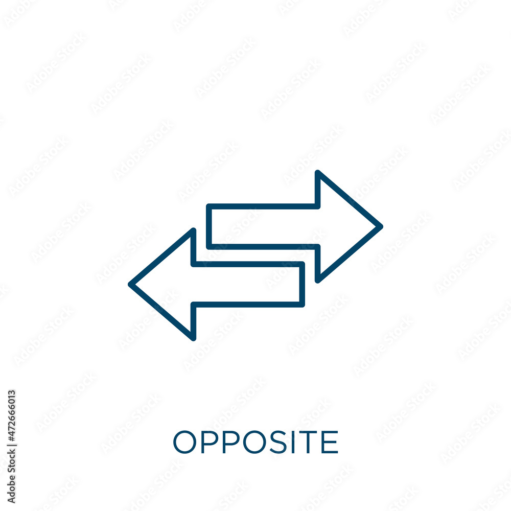 Poster opposite icon. thin linear opposite outline icon isolated on white background. line vector opposite 
